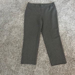 JJill Ponte Slim Leg, small checkered pattern, brown, black, cream.  P Medium